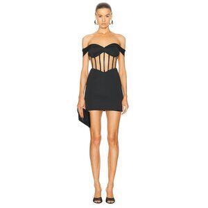 RTA Evie Mini Dress in Black Small New Womens Corset Boned Sheer Party